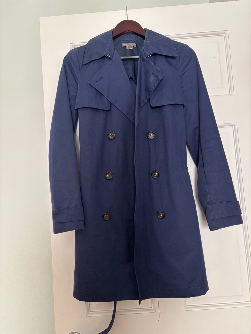 Vince Navy Double-Breasted Trench Coat
